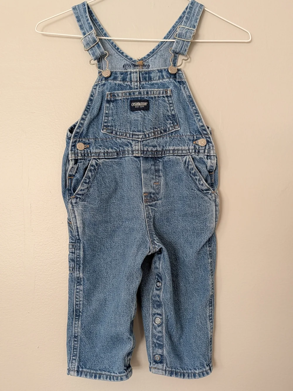 OshKosh B'gosh Denim Kids One-Piece Overalls Snap Crotch